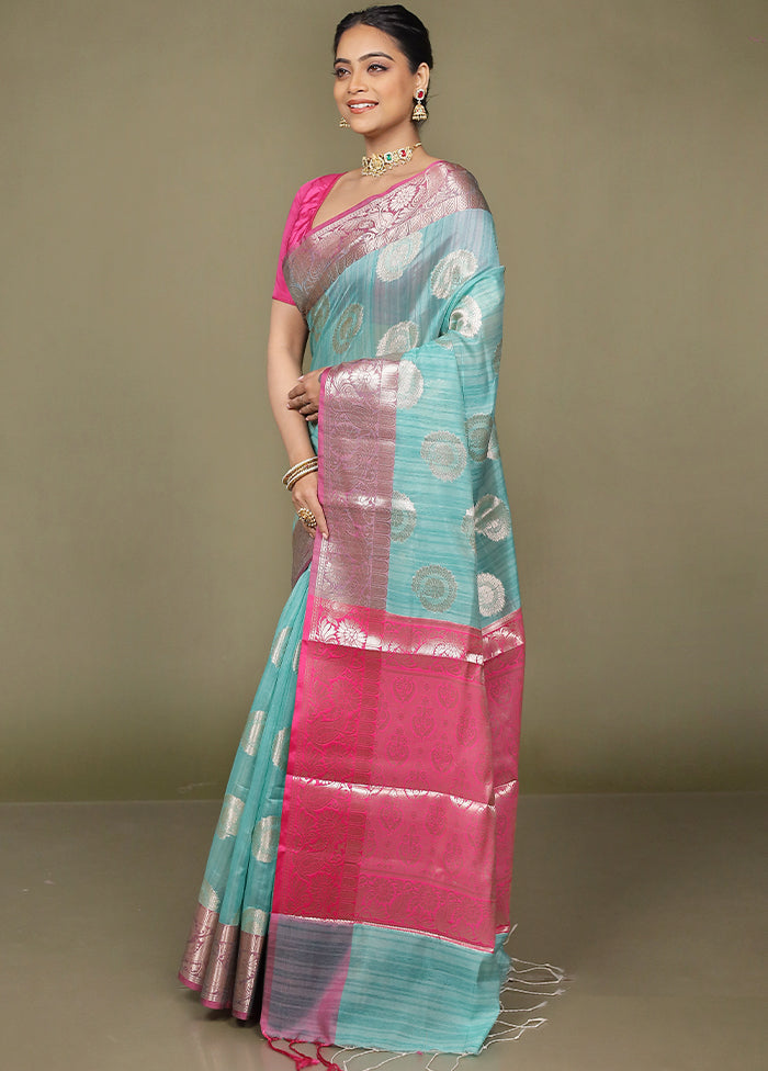 Green Kora Silk Saree With Blouse Piece