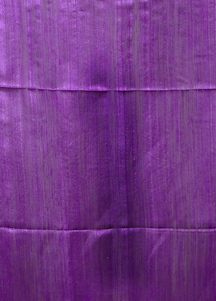 Purple Handloom Matka Pure Silk Saree With Blouse Piece