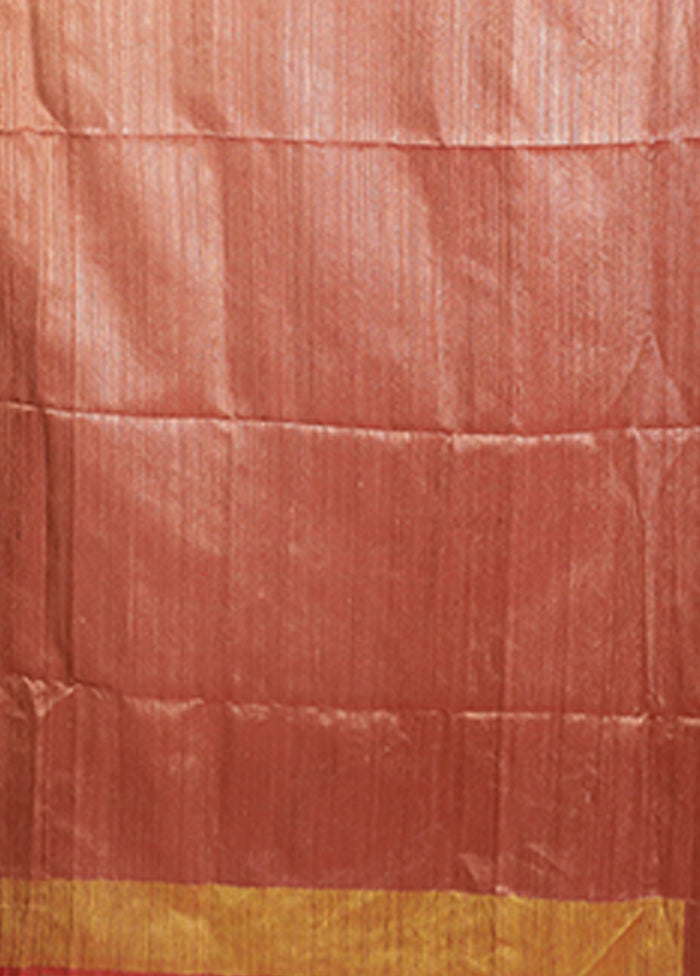 Red Handloom Matka Pure Silk Saree With Blouse Piece