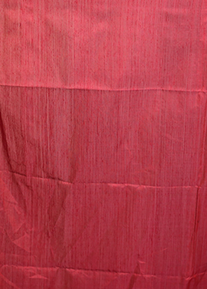 Pink Handloom Matka Pure Silk Saree With Blouse Piece