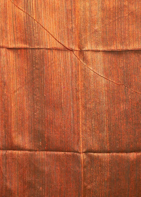 Rust Handloom Matka Pure Silk Saree With Blouse Piece