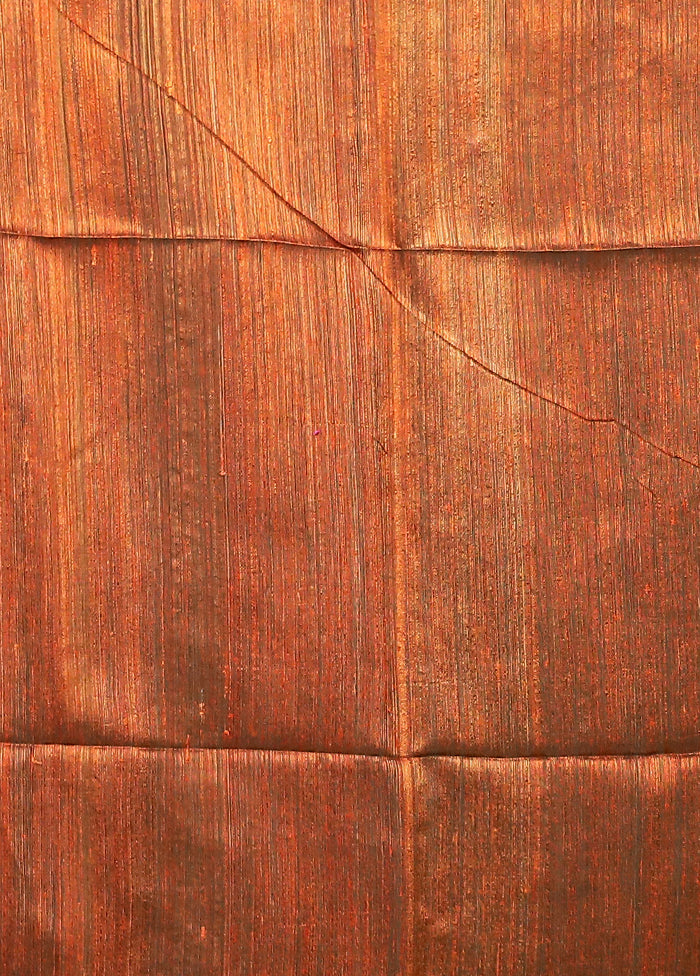 Rust Handloom Matka Pure Silk Saree With Blouse Piece