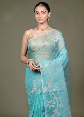 Green Handloom Matka Pure Silk Saree With Blouse Piece
