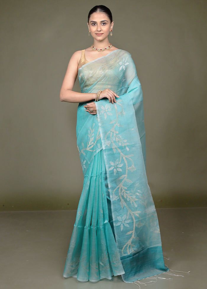 Green Handloom Matka Pure Silk Saree With Blouse Piece