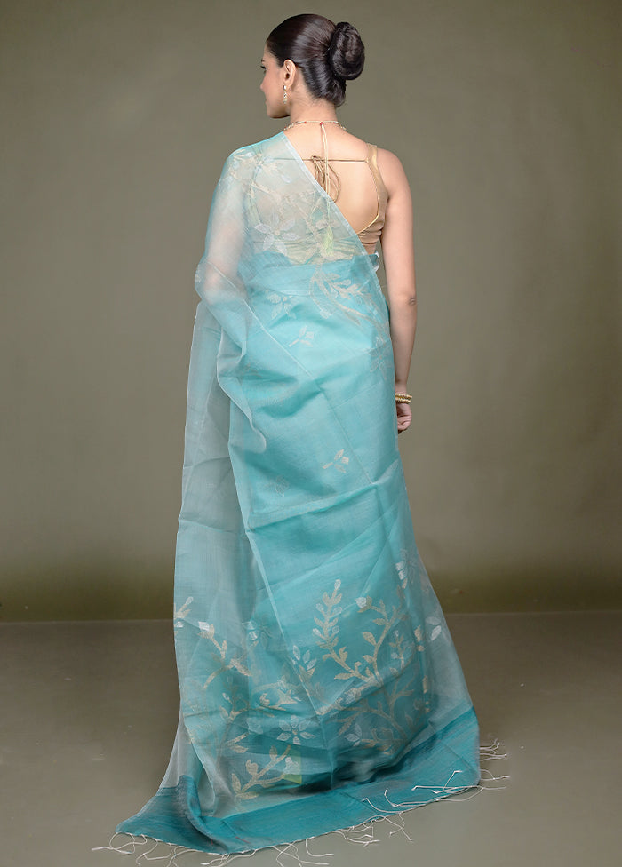 Green Handloom Matka Pure Silk Saree With Blouse Piece
