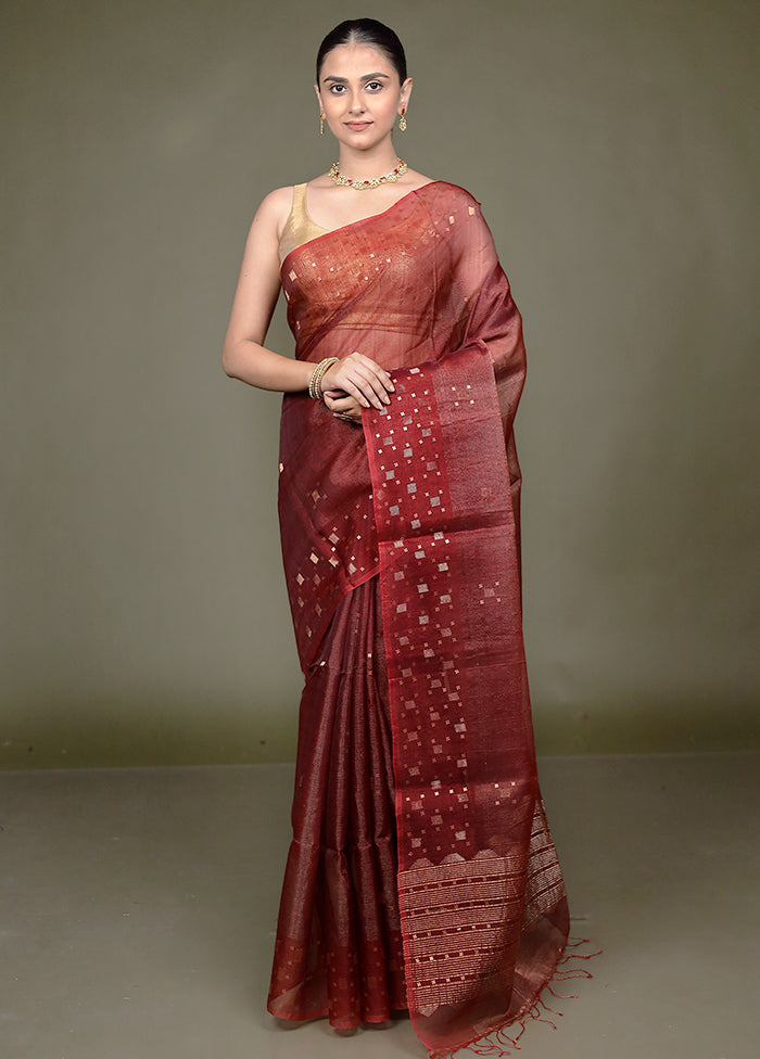 Red Handloom Matka Pure Silk Saree With Blouse Piece
