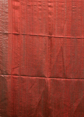 Rust Handloom Matka Pure Silk Saree With Blouse Piece