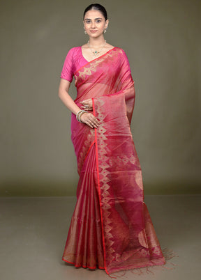 Red Handloom Matka Pure Silk Saree With Blouse Piece