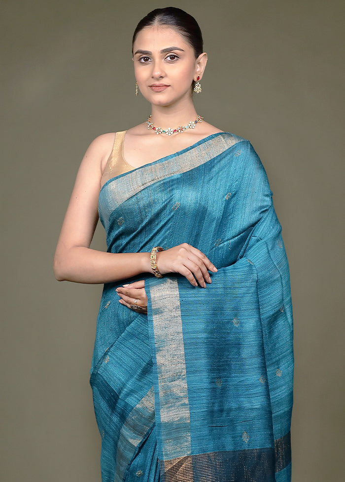 Green Handloom Matka Pure Silk Saree With Blouse Piece