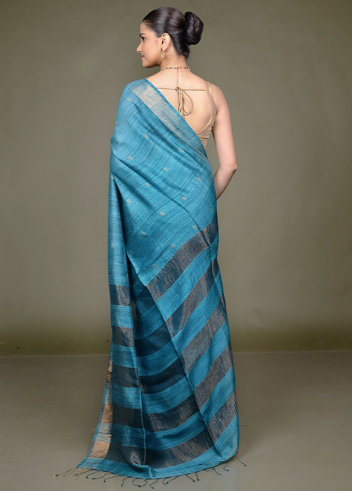 Green Handloom Matka Pure Silk Saree With Blouse Piece