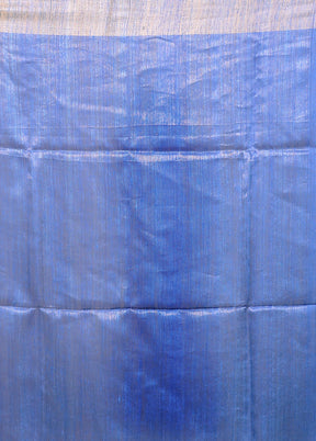 Blue Handloom Matka Pure Silk Saree With Blouse Piece