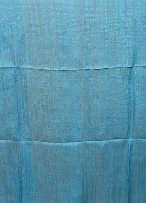 Blue Handloom Matka Pure Silk Saree With Blouse Piece