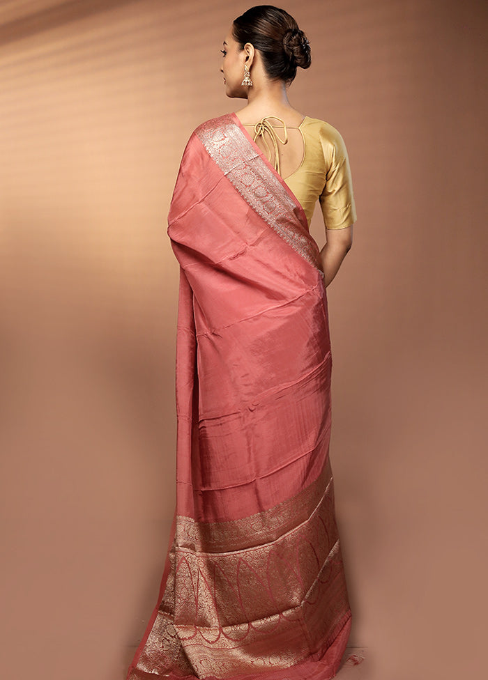 Pink Chiffon Silk Saree With Blouse Piece
