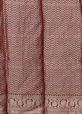 Maroon Chiffon Silk Saree With Blouse Piece