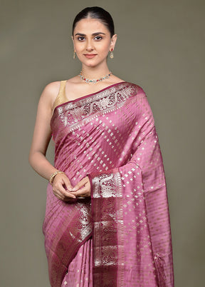 Purple Handloom Dupion Pure Silk Saree With Blouse Piece