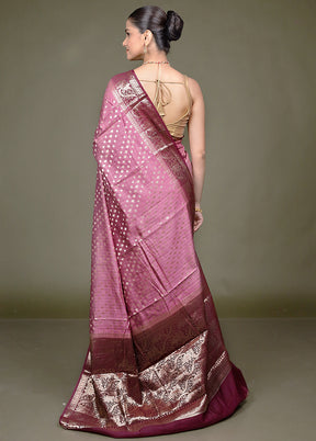 Purple Handloom Dupion Pure Silk Saree With Blouse Piece