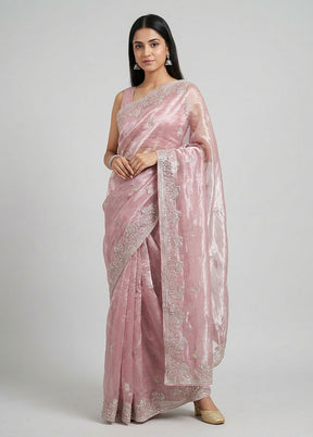 Pink Organza Saree With Blouse Piece