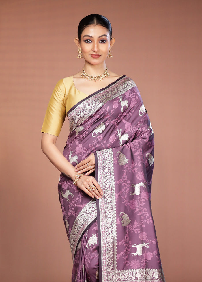Purple Tanchoi Silk Saree With Blouse Piece