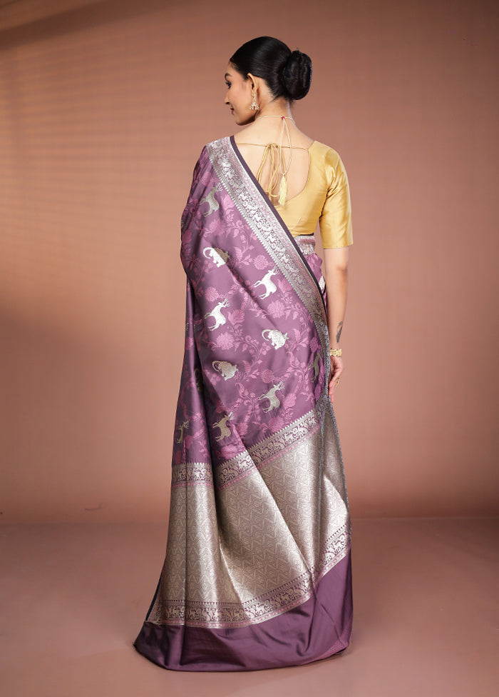 Purple Tanchoi Silk Saree With Blouse Piece