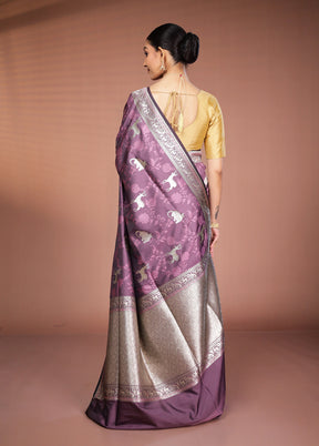 Purple Tanchoi Silk Saree With Blouse Piece
