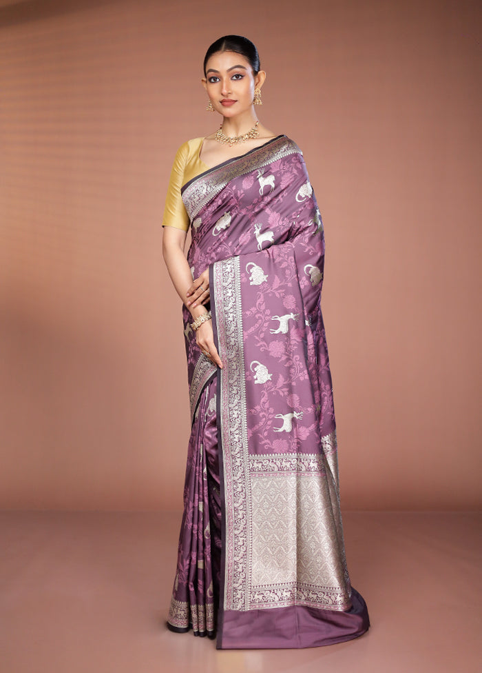 Purple Tanchoi Silk Saree With Blouse Piece