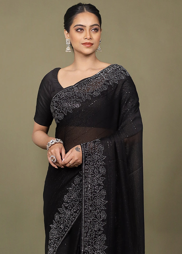 Maroon Chiffon Silk Saree With Blouse Piece