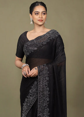 Maroon Chiffon Silk Saree With Blouse Piece