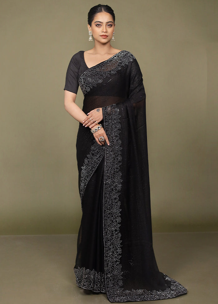 Maroon Chiffon Silk Saree With Blouse Piece