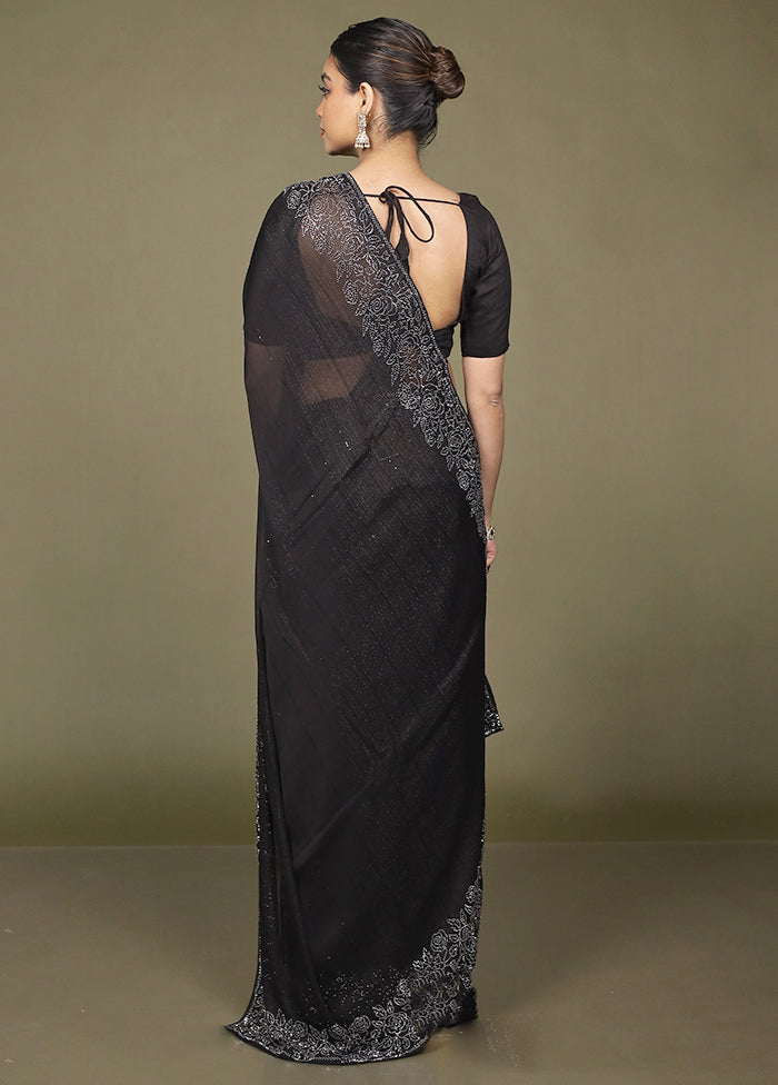 Maroon Chiffon Silk Saree With Blouse Piece