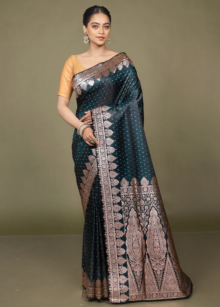 Green Banarasi Silk Saree With Blouse Piece
