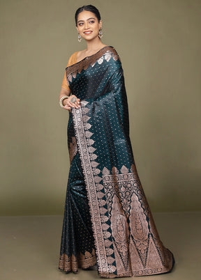 Green Banarasi Silk Saree With Blouse Piece