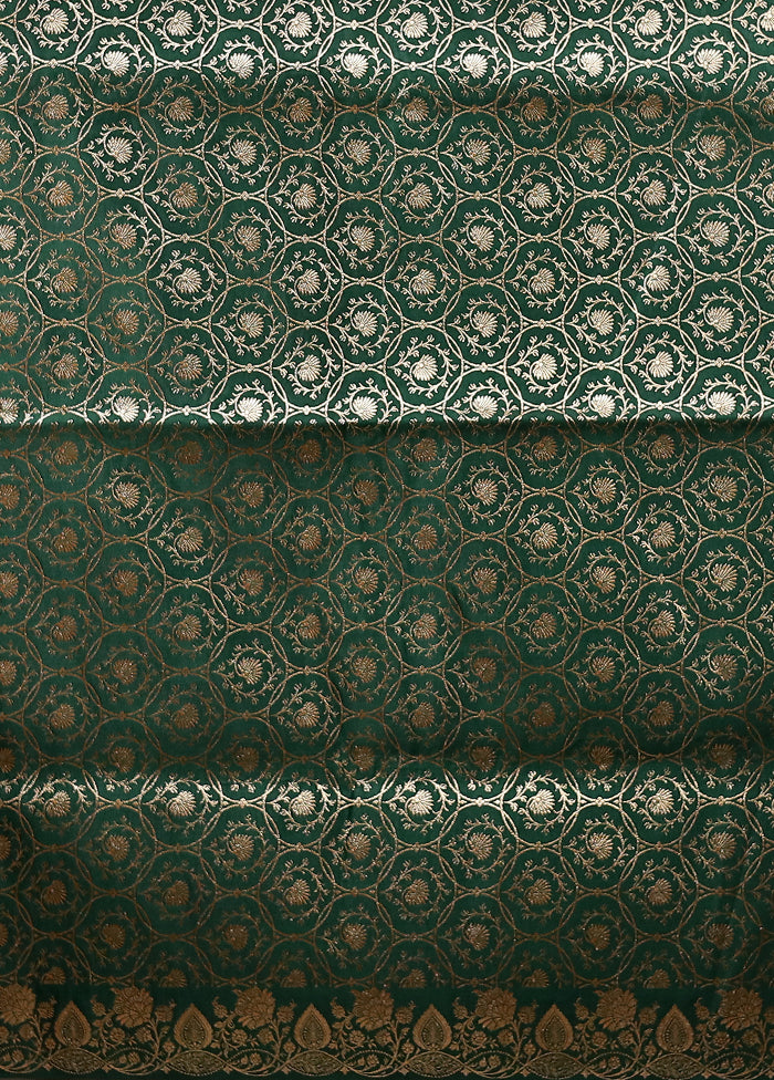 Green Banarasi Silk Saree With Blouse Piece