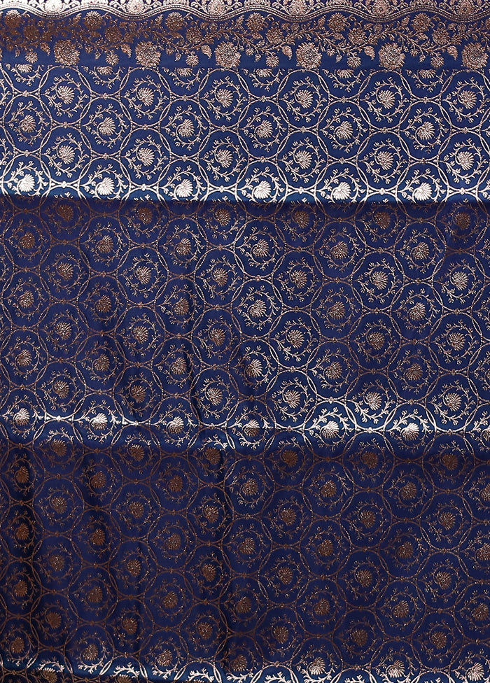 Blue Banarasi Silk Saree With Blouse Piece