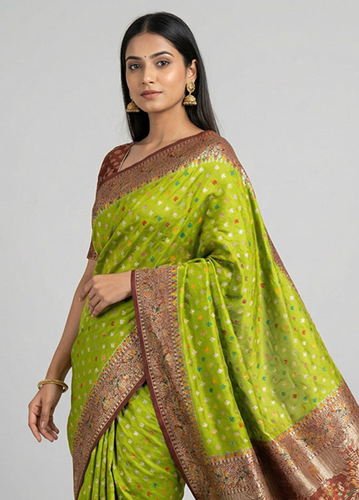 Green Dupion Silk Saree With Blouse Piece