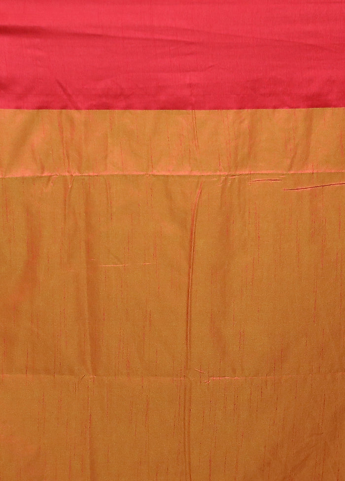Orange Dupion Silk Saree With Blouse Piece