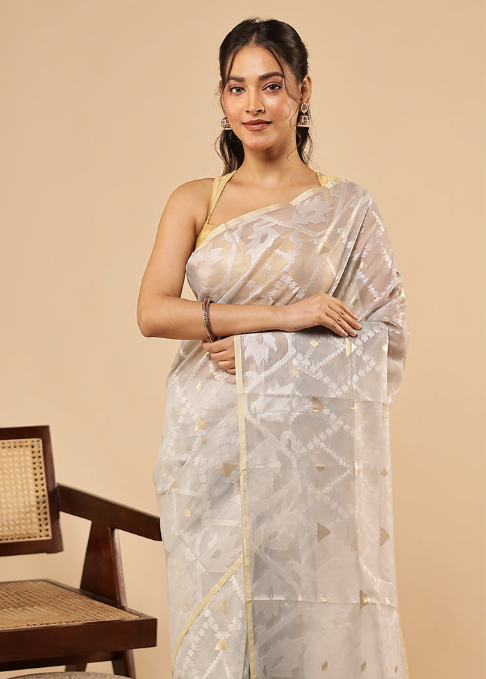Grey Organza Saree With Blouse Piece