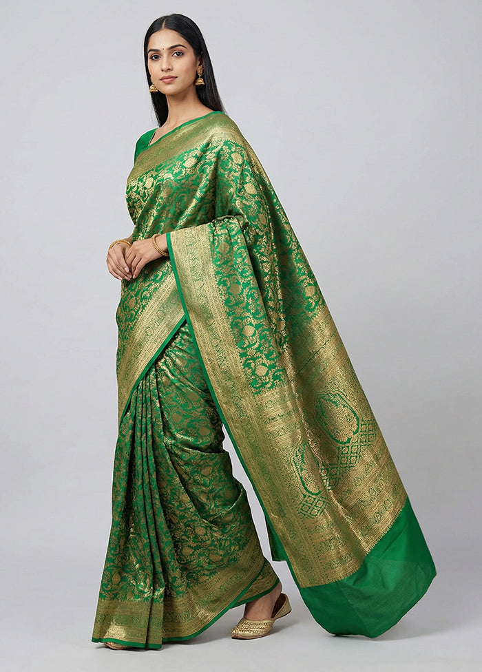 Green Handloom Kanchipuram Pure Silk Saree With Blouse Piece