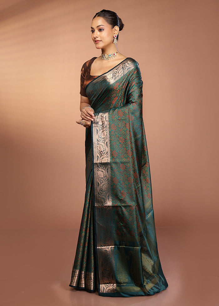 Blue Jamewar Silk Saree With Blouse Piece