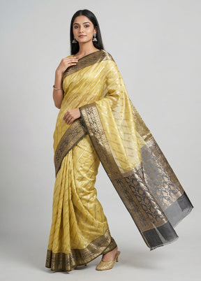 Yellow Organza Saree With Blouse Piece