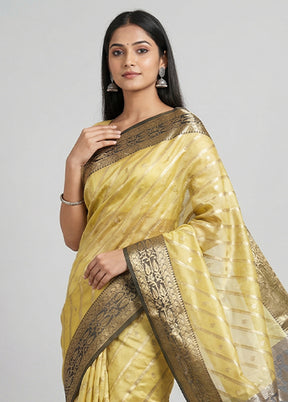 Yellow Organza Saree With Blouse Piece