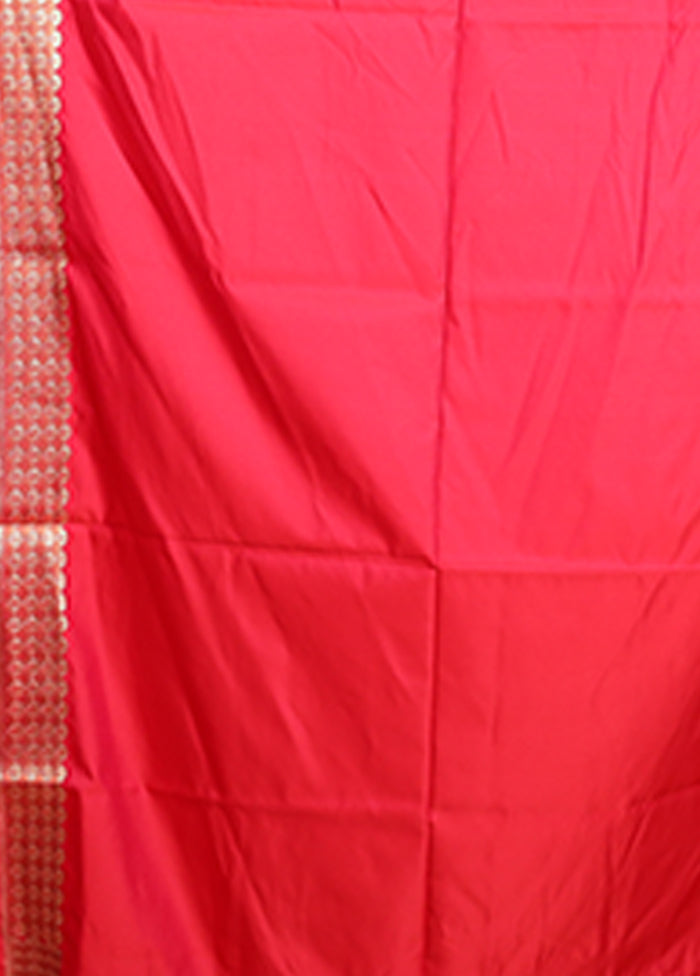 Pink Handloom Banarasi Pure Silk Saree With Blouse Piece
