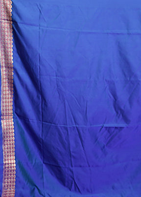 Blue Handloom Banarasi Pure Silk Saree With Blouse Piece