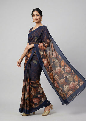 Black Chiffon Silk Saree With Blouse Piece