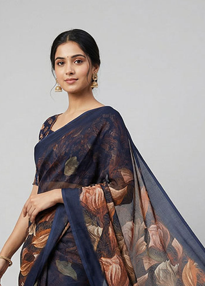 Black Chiffon Silk Saree With Blouse Piece