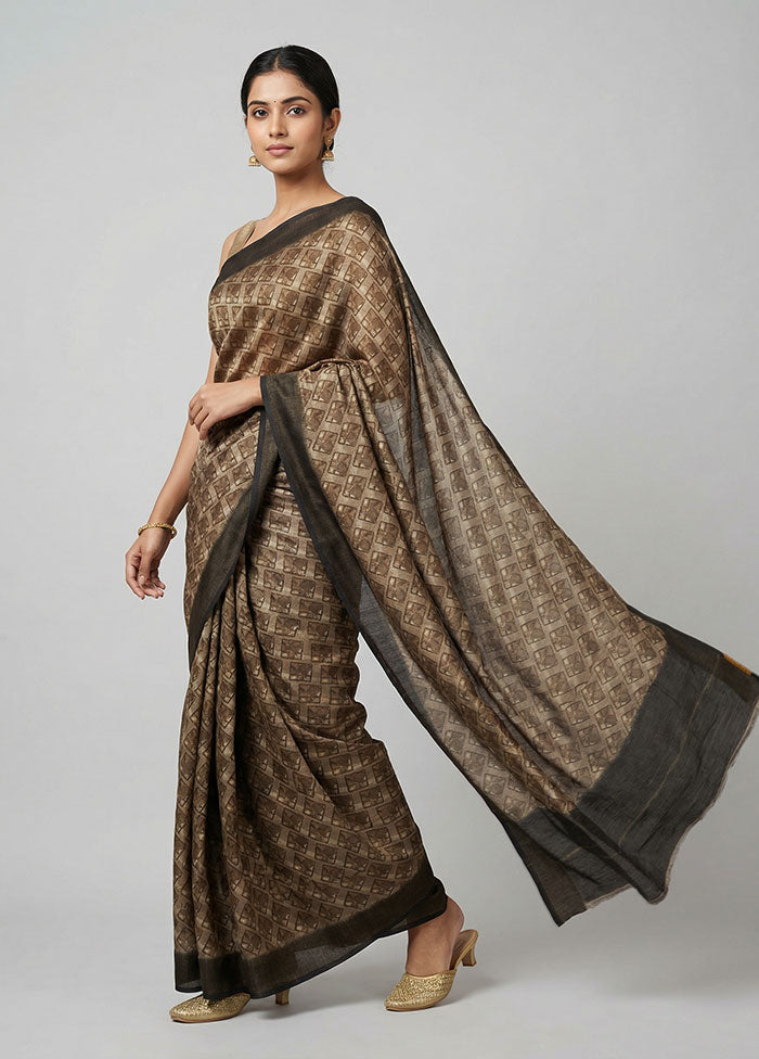 Grey Chiffon Silk Saree With Blouse Piece
