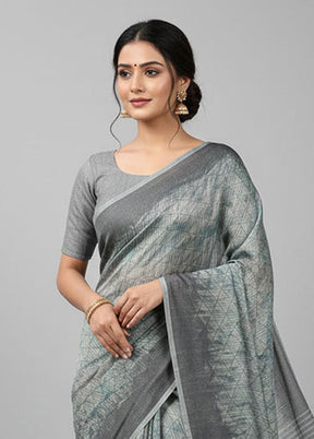 Blue Chiffon Silk Saree With Blouse Piece