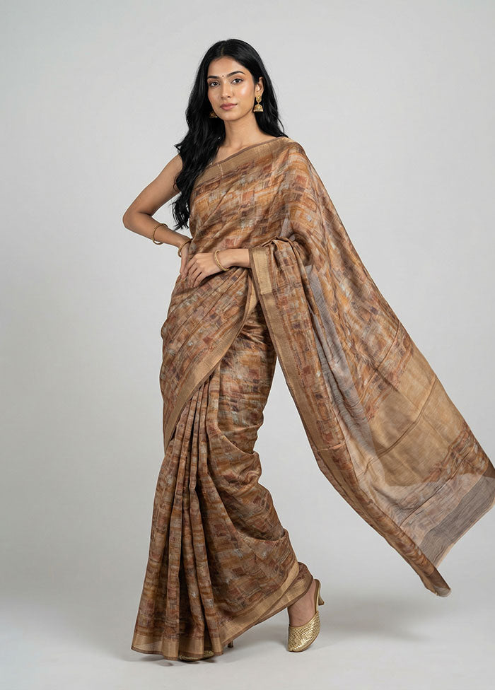 Rust Chiffon Silk Saree With Blouse Piece