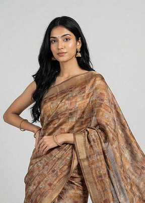 Rust Chiffon Silk Saree With Blouse Piece