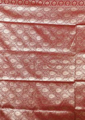Maroon Banarasi Silk Saree With Blouse Piece