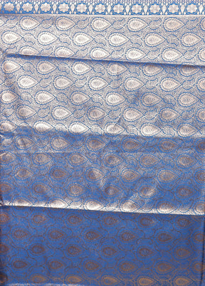 Blue Banarasi Silk Saree With Blouse Piece